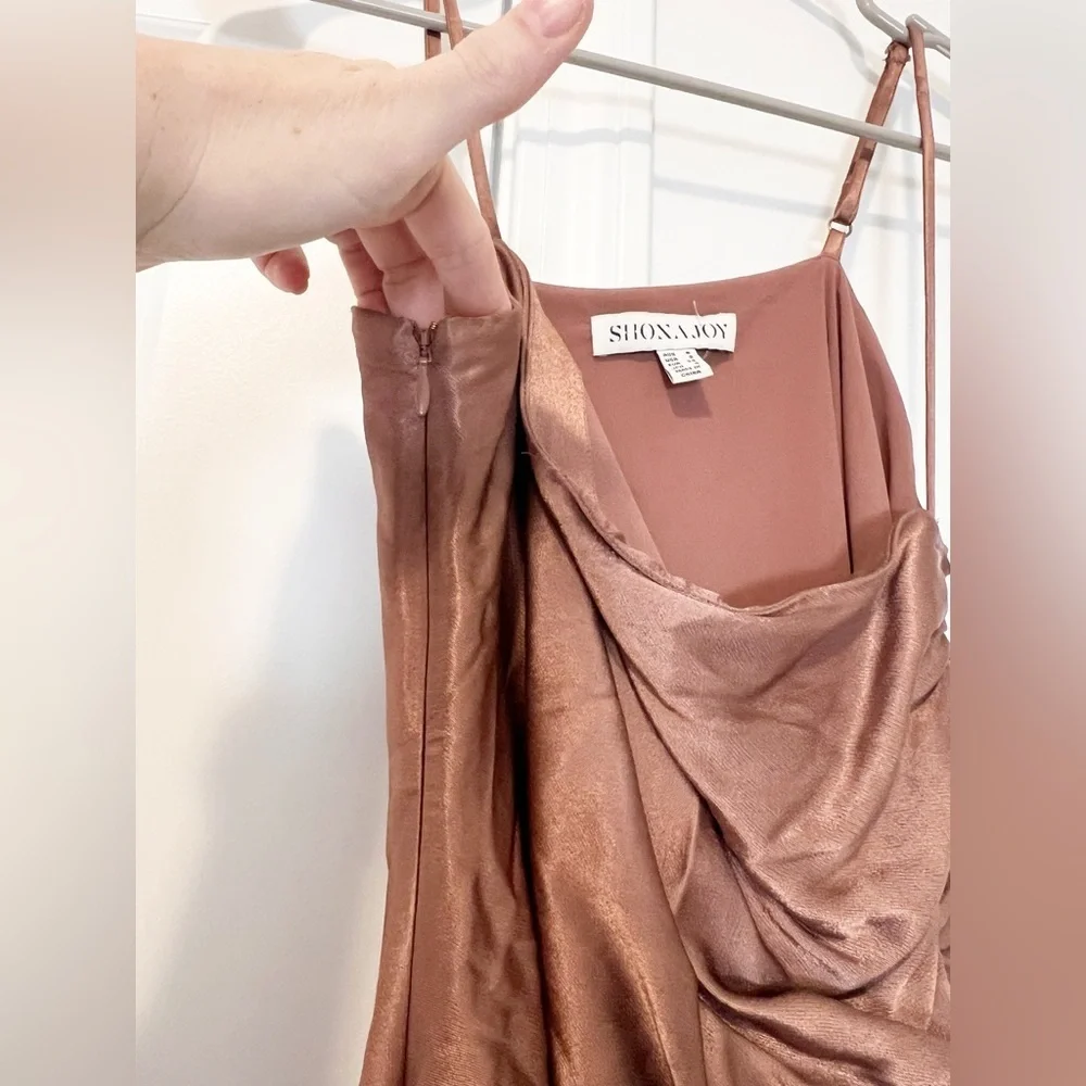 Shona Joy Lily Bias Ruched Midi Dress in Clove